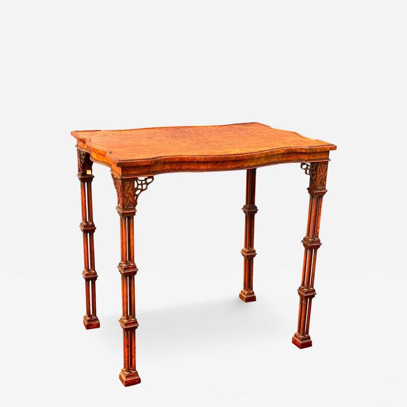 George III Style Burl Walnut and Mahogany China Table Attributed to Gillow