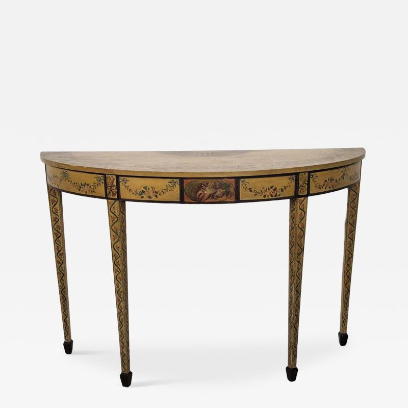 George III style English Painted Demilune Console circa 1920