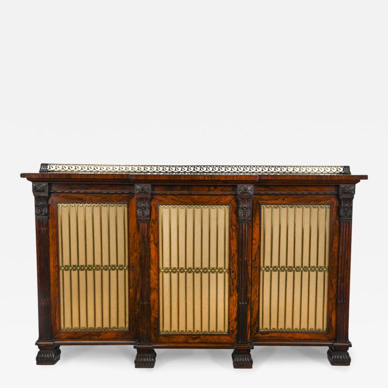 George IV Period Rosewood Chiffonier or Side Cabinet with Carved Detailing