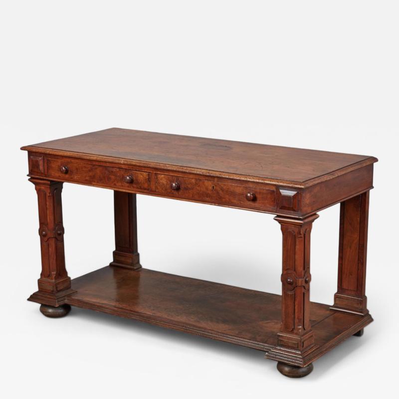 George IV Walnut Burl Walnut Two drawer Console Table