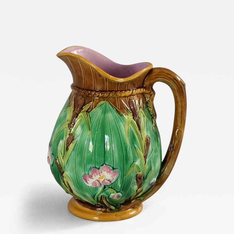 George Jones George Jones Majolica Bulrush and Lily Jug Pitcher