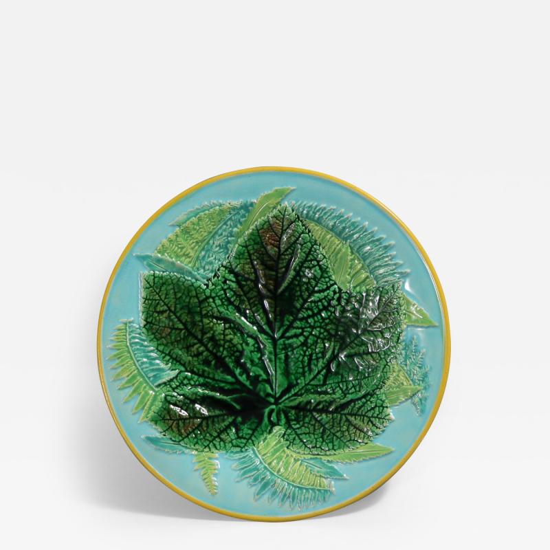 George Jones George Jones Majolica Maple Leaf and Fern Plate