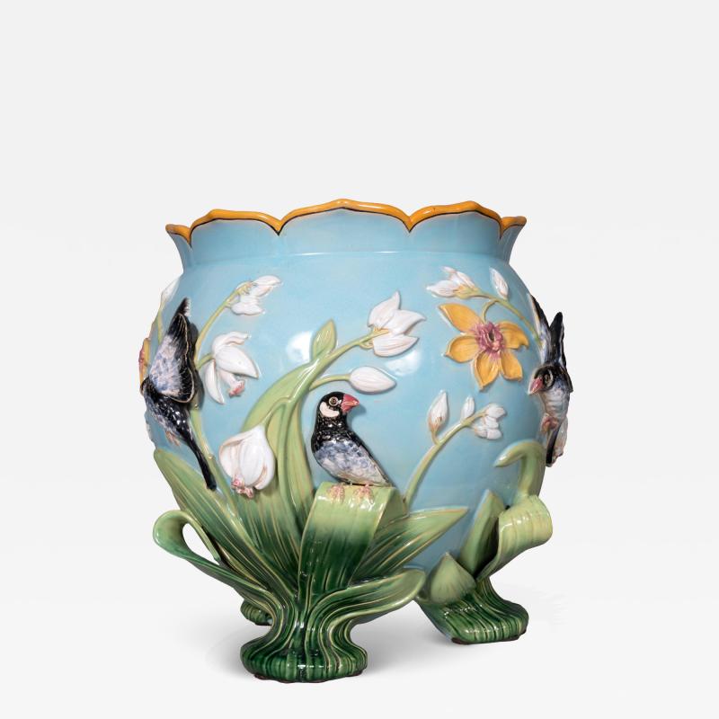 George Jones George Jones Majolica Turquoise Ground Jardiniere