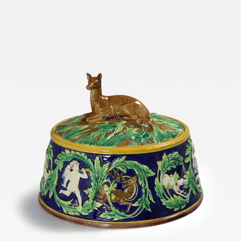 George Jones Majolica Deer Game Pie Dish and Liner