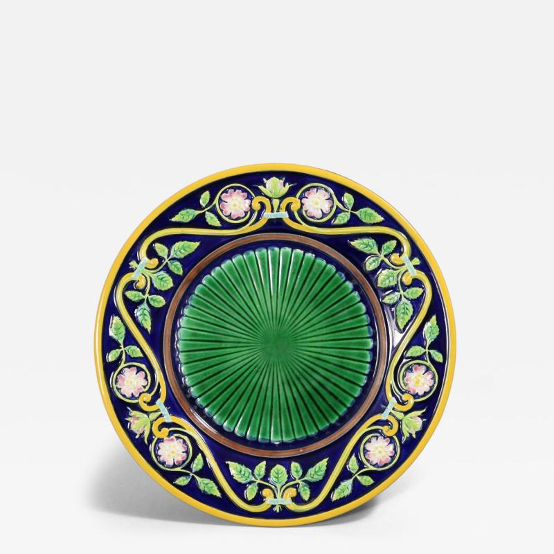 George Jones Majolica Dog Rose Plate