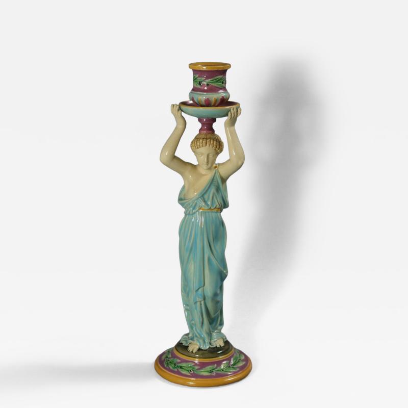 George Jones Majolica Egyptian Figural Candlestick