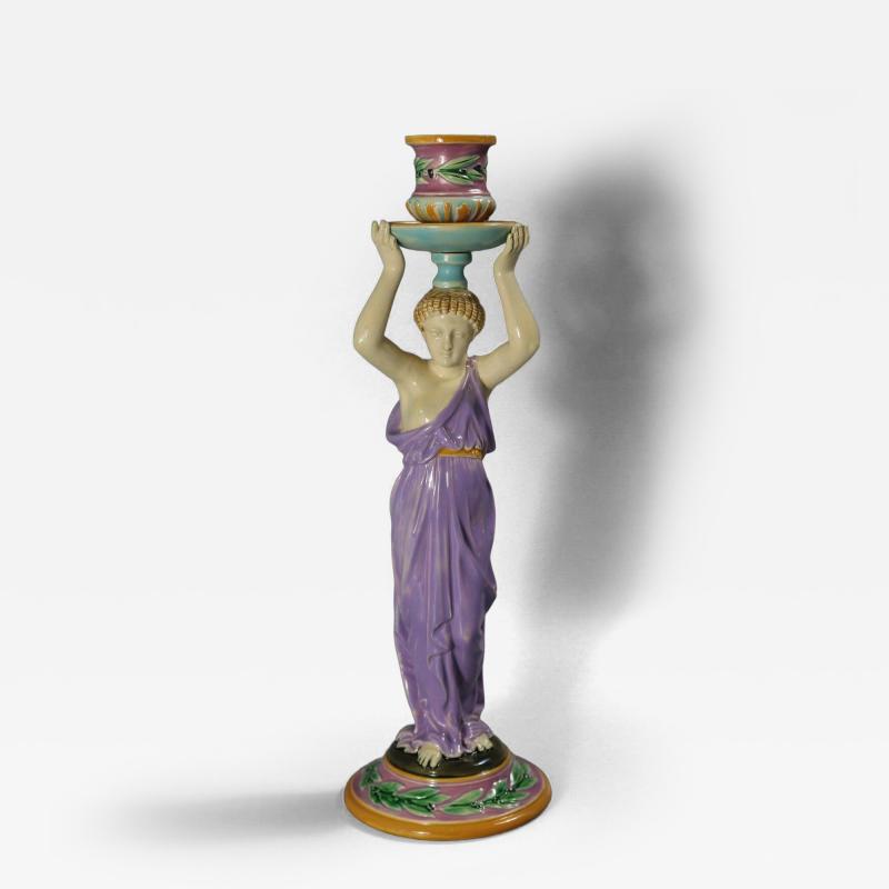 George Jones Majolica Egyptian Figural Candlestick