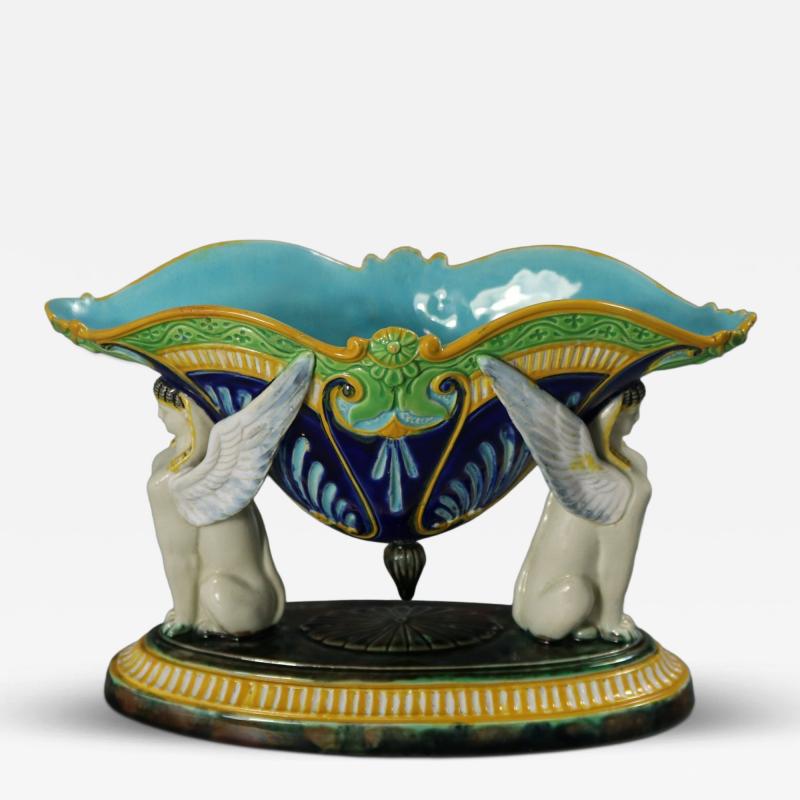 George Jones Majolica Egyptian style Sphinx Bowl