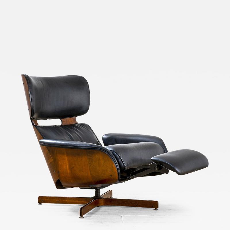 George Mulhauser George Mulhauser Reclining Lounge Chair in Wood and Leather 50s