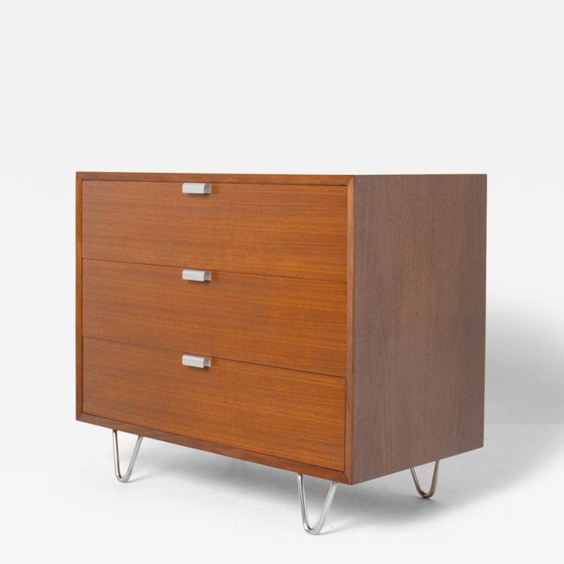 George Nelson George Nelson 3 Drawer Basic Series Dresser with Hairpin Legs in Walnut