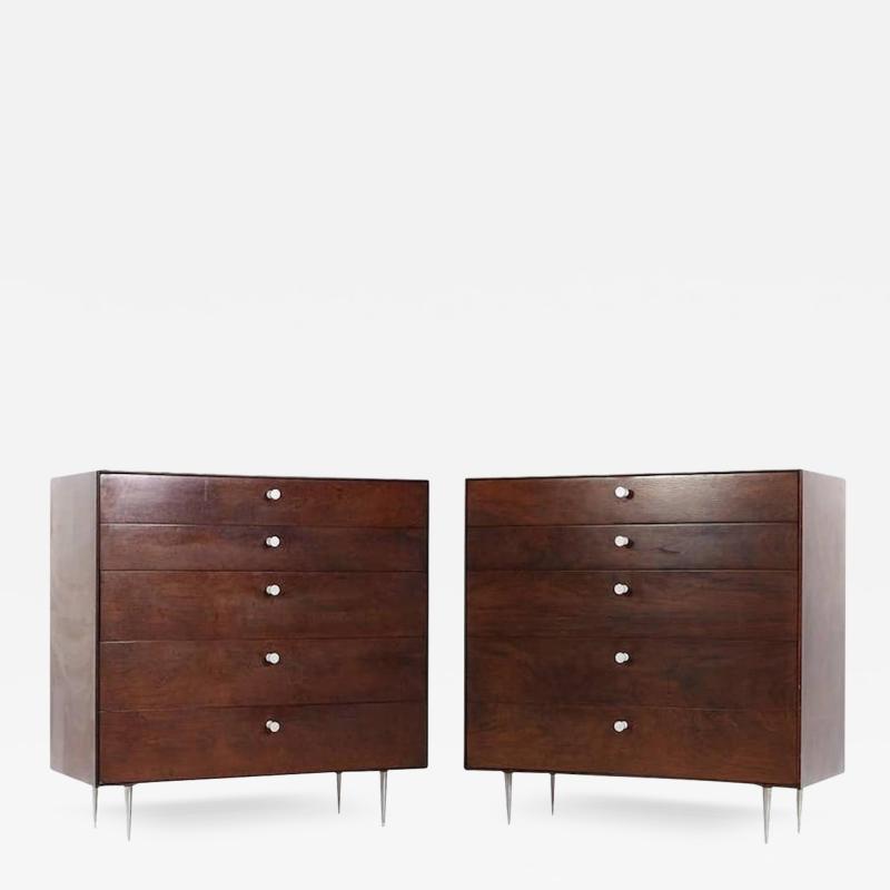 George Nelson George Nelson Mid Century Rosewood Thin Edge 5 Drawer Chest Pair