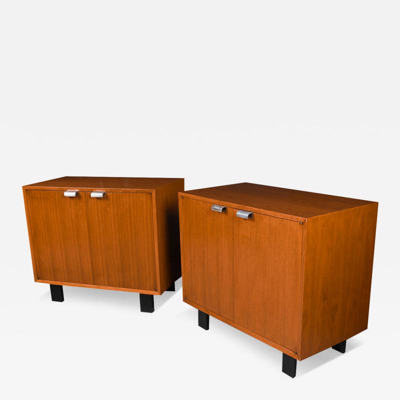 George Nelson Mid Century Pair Walnut Two Door Cabinet George Nelson Herman Miller