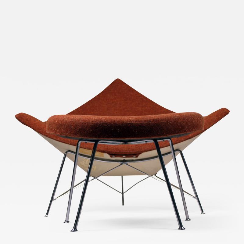 George Nelson Museum Quality Early Coconut Chair Ottoman by George Nelson for Herman Miller