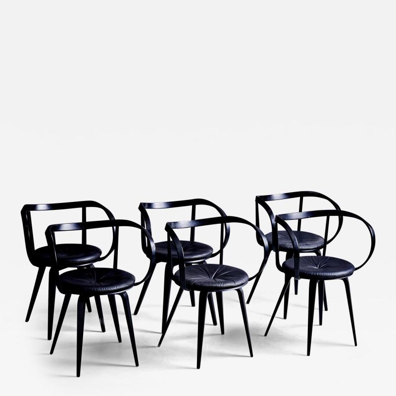 George Nelson Set of 6 Black Pretzel Chairs by George Nelson for ICF