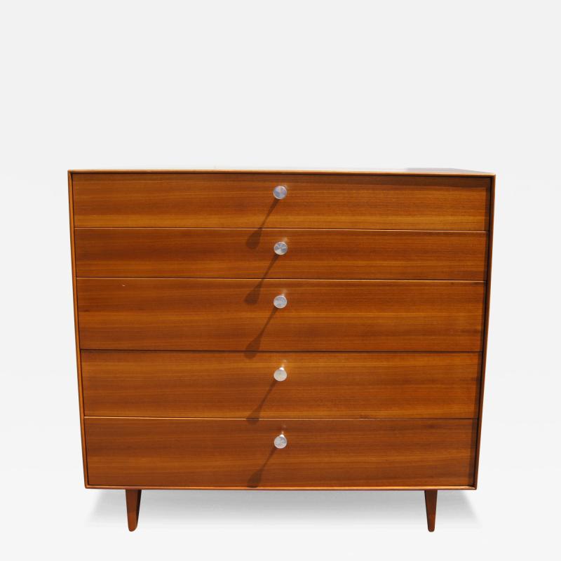 George Nelson Thin Edge Walnut Five Drawer Dresser by George Nelson for Herman Miller