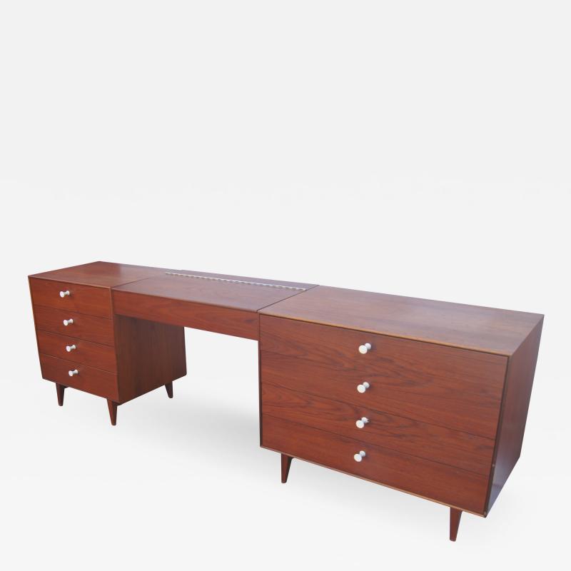 George Nelson Walnut Double Dresser with Vanity by George Nelson for Herman Miller