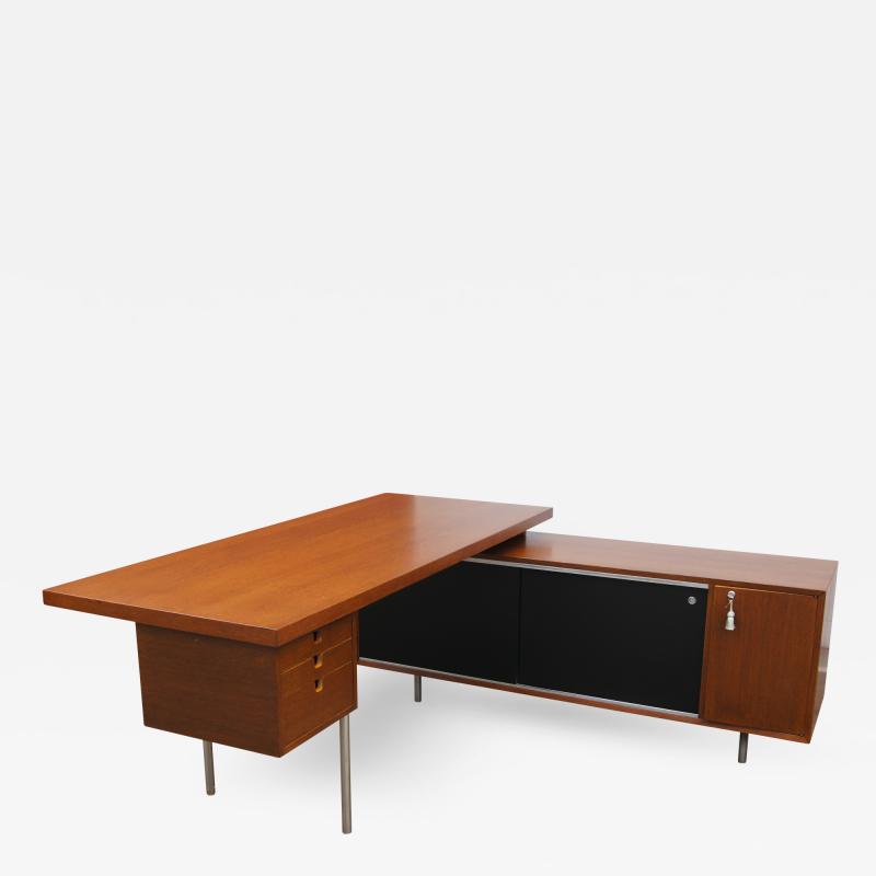 George Nelson Walnut EOG Desk with Storage Unit by George Nelson for Herman Miller