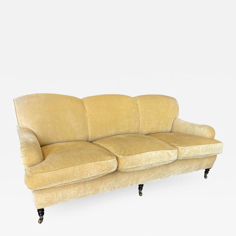 George Smith George Smith Signature Scroll Arm Yellow Chenille Sofa