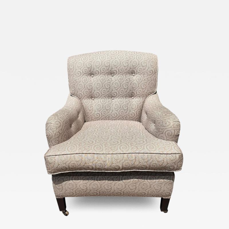 George Smith George Smith White Linen Upholstered Roll Arm Club Chair 1 of 2