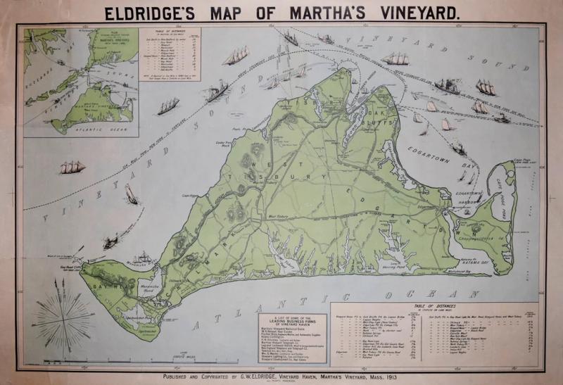 George W Eldridge A N HOUGHTON PRINTER ELDRIDGES MAP OF MARTHAS VINEYARD