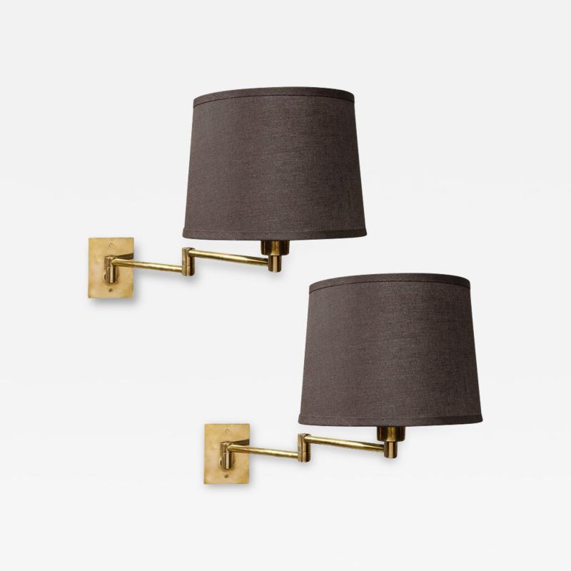 George W Hansen Pair of Mid Century Articulating Wall Sconces by George Hansen for Metalarte