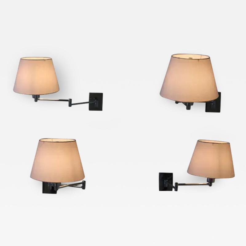 George W Hansen Set of 4 George Hansen Swing Arm Wall Lights in Polished Nickel Plate for Hinson