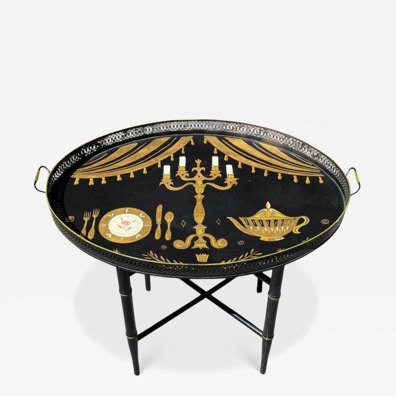 Georges Briard MID CENTURY FORNASETTI STYLE ELEGANT DINNER SETTING TRAY TABLE BY GEORGES BRIARD