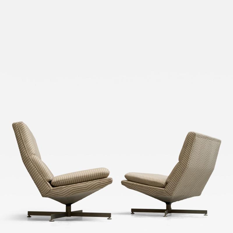 Georges Charles van Rijk Georges Charles van Rijk Pair of Swivel Lounge Chairs for Beaufort Belgium 1960s