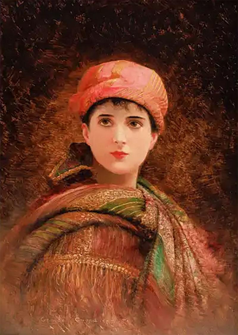 Georges Croegaert Belgium 1848 1923 A Portrait of A Young Orientalist Woman