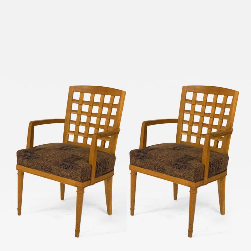 Georges Deveche Georges Deveche pair of refined carved oak pair of chairs