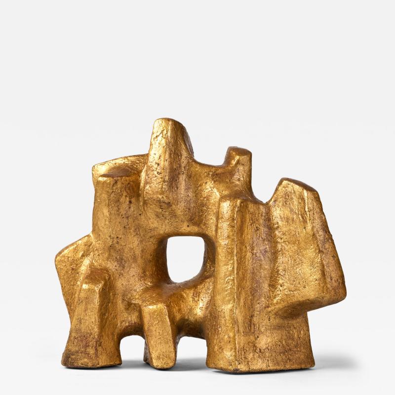 Georges Dobbels Gilt Terra Cotta Abstract Sculpture 1970s
