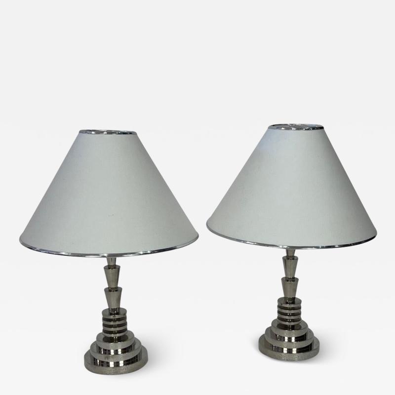 Georges Halais Art Deco Pair of Table Lamps by George Halais