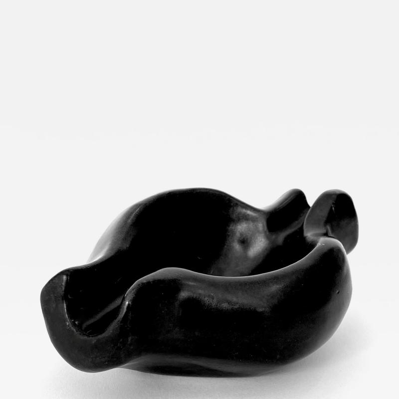 Georges Jouve Georges Jouve French Ceramic Artist Black Glazed Ashtray c 1950