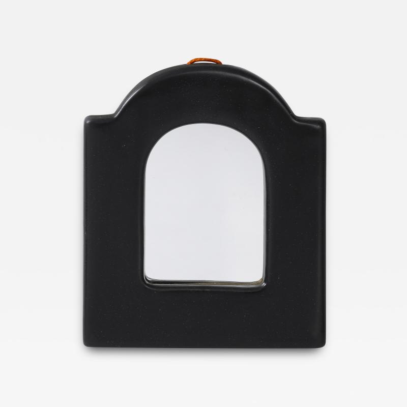 Georges Jouve Small Black Ceramic Mirror France c 1950