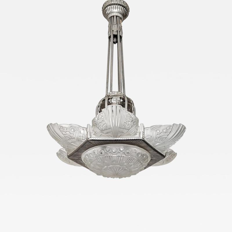 Georges Leleu French Art Deco Chandelier by Georges LELEU 