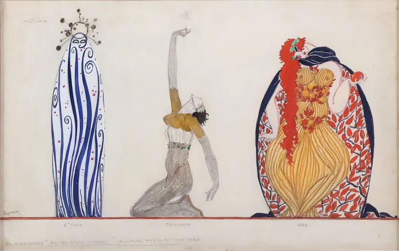 Georges Lepape Art Deco Theatre Costume Design with Greek Mythological