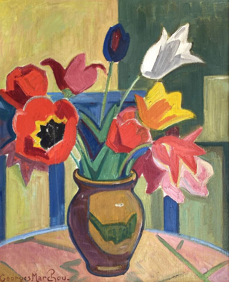 Georges Marchou Poppies and Tulips 