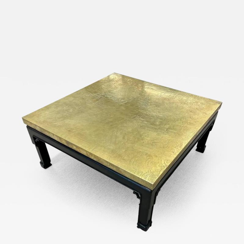 Georges Mathias Mid Century Georges Mathias Coffee Table Signed Etched Brass Belgium 1970s