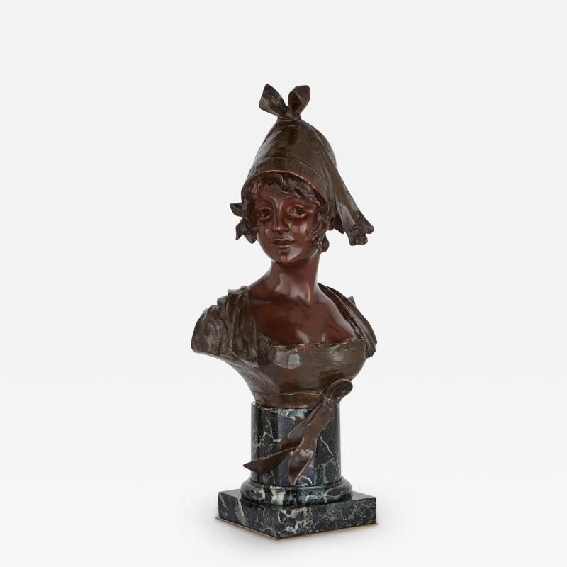 Georges Van Der Straeten Bronze bust on marble plinth by Georges van der Straeten