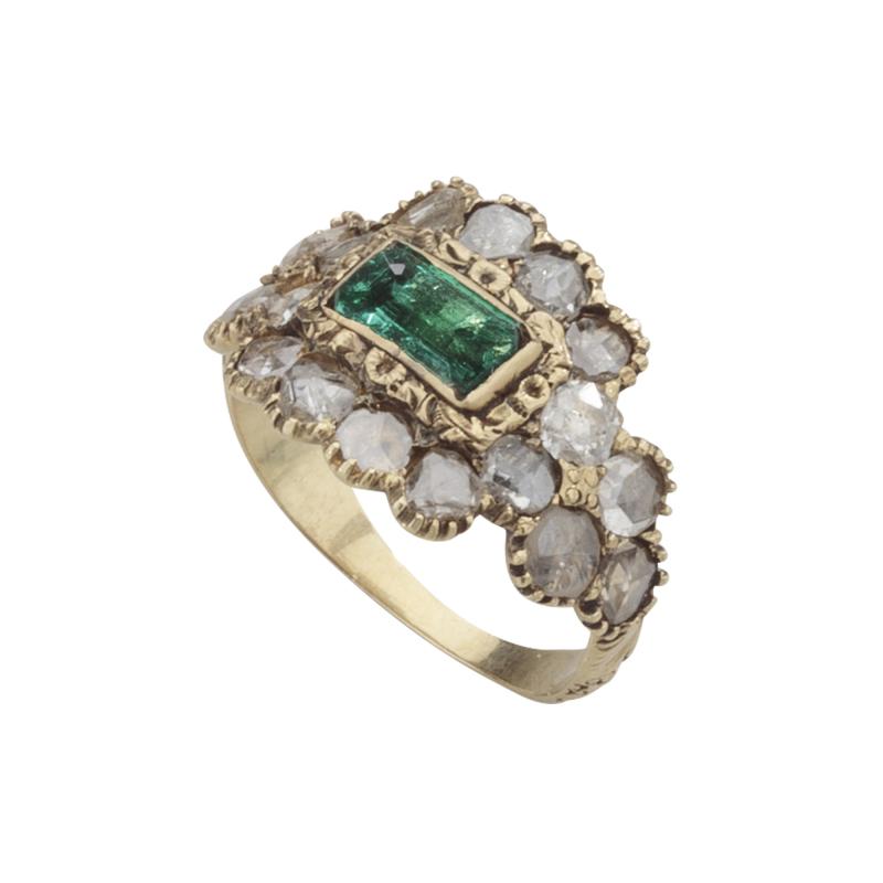 Georgian Emerald Diamond Ring