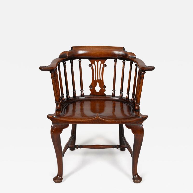 Georgian Mahogany Windsor Captains Armchair