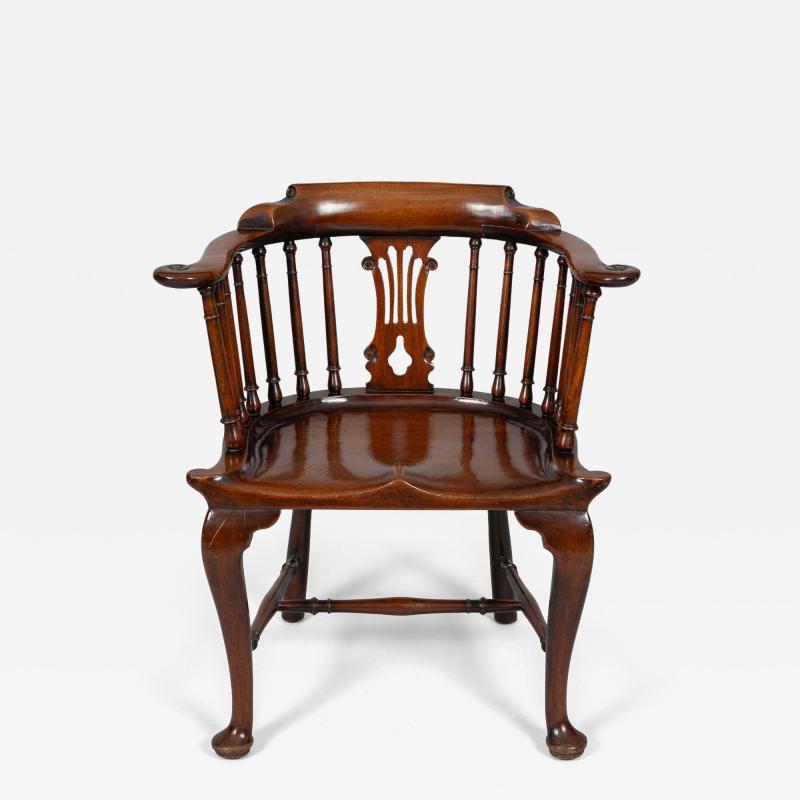 Georgian Mahogany Windsor Captains Armchair