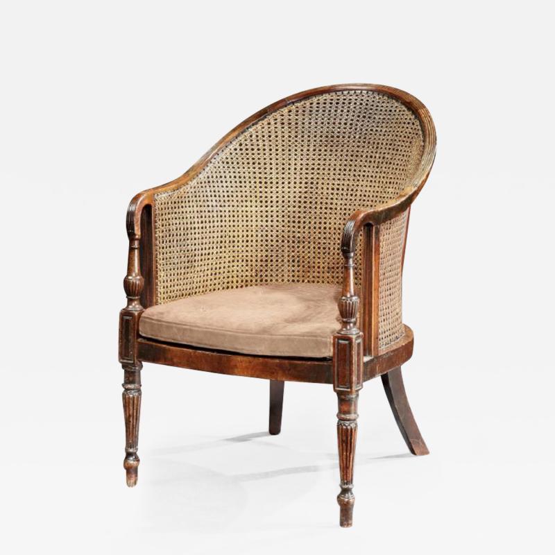 Georgian Period Mahogany Library Tub Bergere Desk Chair