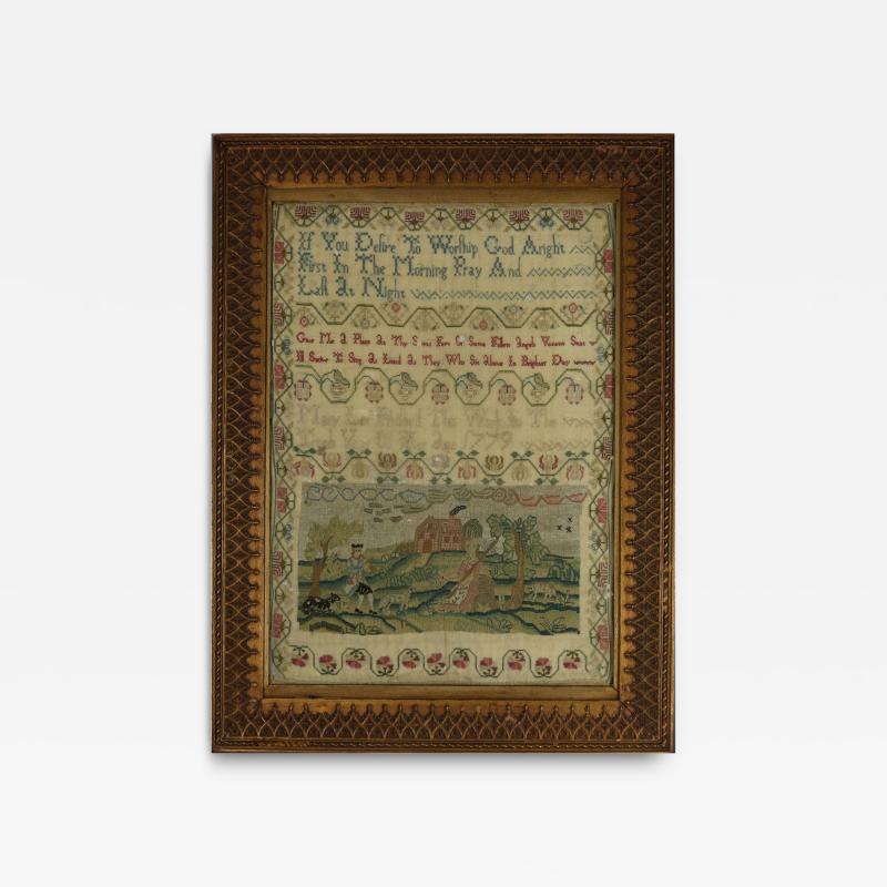 Georgian Sampler 1779 by Mary Lee Country Scene