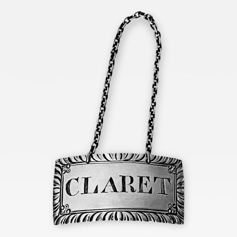Georgian Silver Wine Label Claret London C 1780 Margaret Binley
