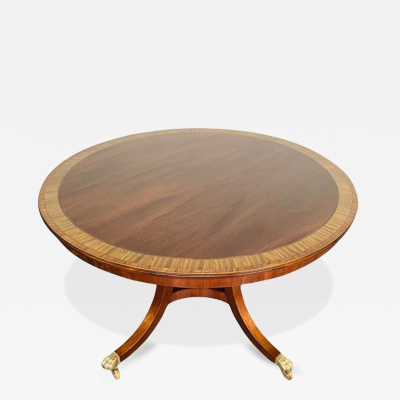 Georgian Style Mahogany Banded Center or Dining Table by William Tillman