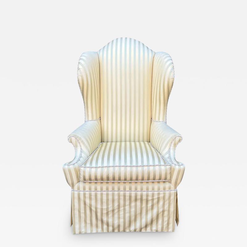 Georgian Style Scalamandre Silk Striped Wingback Chair