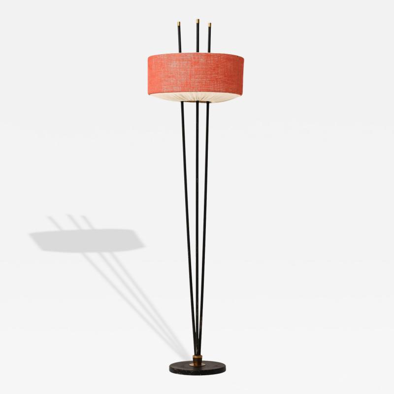 Gerald Thurston Early Floor Lamp in Black Lacquered Metal and Brass by Gerald Thurston 1950s