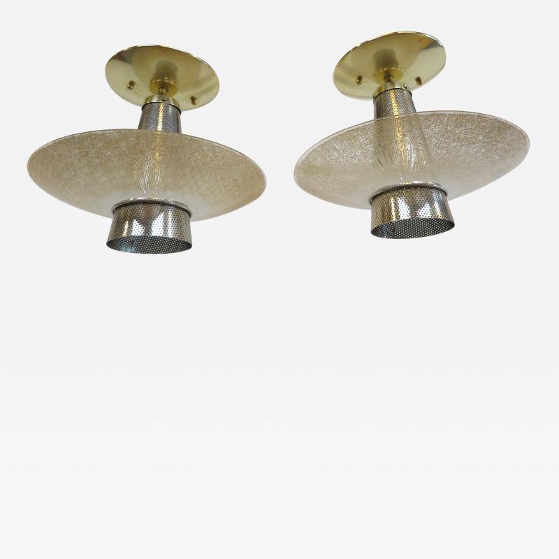 Gerald Thurston Gerald Thurston Brass Glass pendant Lights