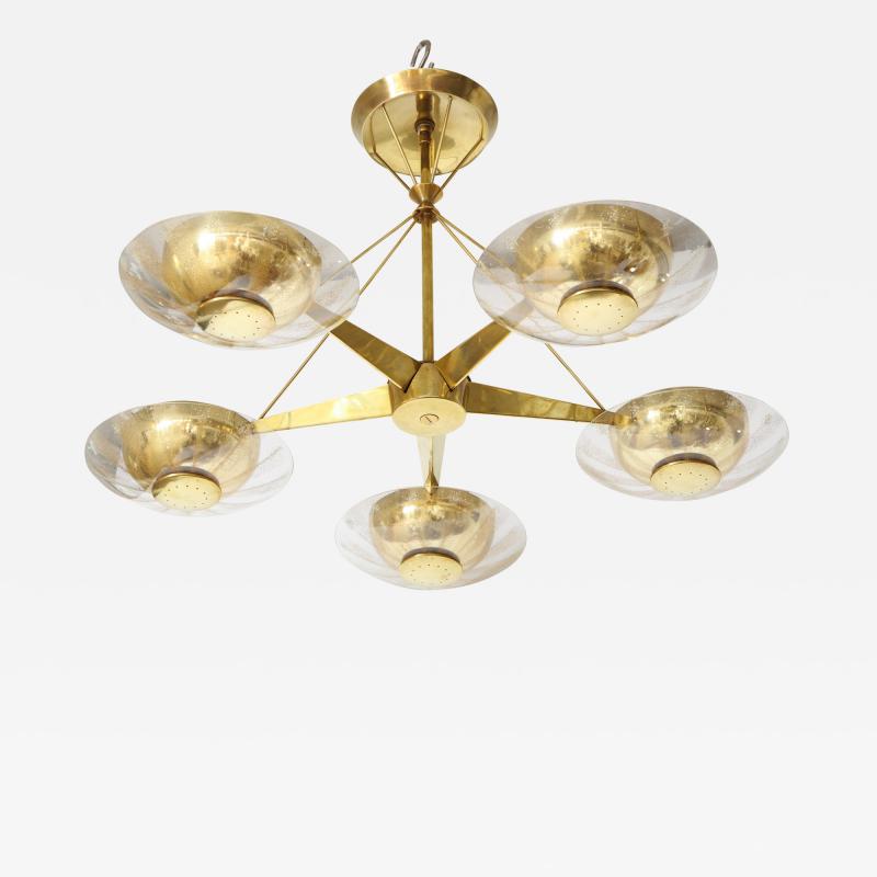 Gerald Thurston Gerald Thurston For Lightolier Mid Century Modern Brass Chandelier 